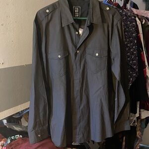 Men's Dark Gray button down cotton dress shirt (NWOT)